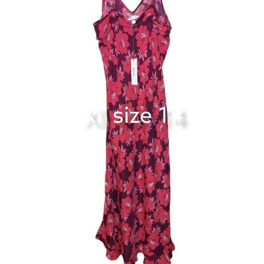 Rolla's Shelley Datura Slip Dress Raspberry Long Floral Women's Size 14/XL - Picture 3 of 5